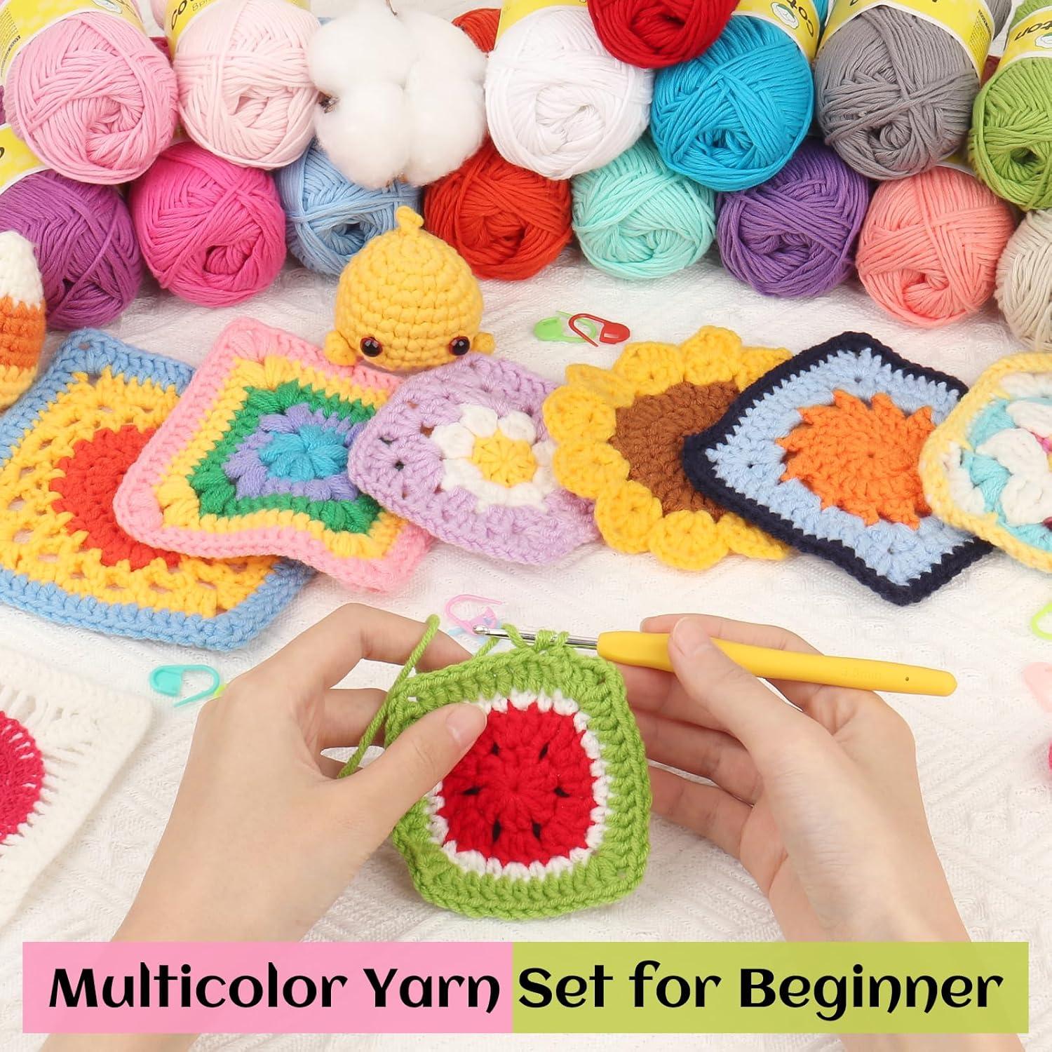 image:imageKatech 20 Mini 1OO Cotton Yarn for Crocheting2 Sport Weight1780yd of Baby Yarns for CraftsMulticolor Yarn Set for knitting Baby Clothes Rainbow AfghanStarter Kit for BeginnerampCrocheter25g89yd