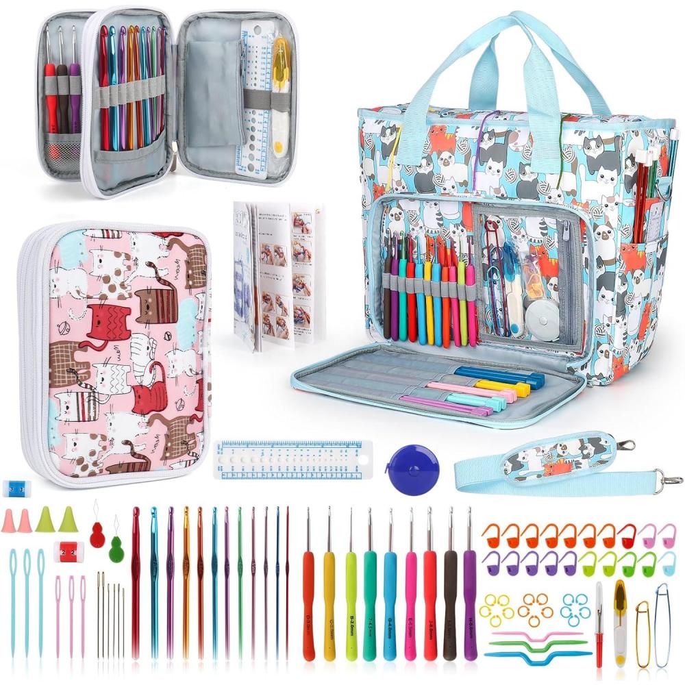 image:imageKatech 99 PCS Crochet Hooks Set with CaseUpgraded Crochet Bag Organizer Yarn Storage BagExtra Long Crochet NeedlesAllinone Crochet Hooks Kit for Beginners Adults Kids