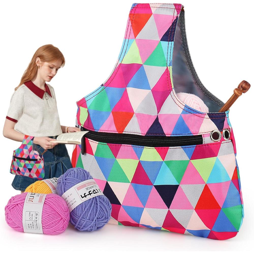 image:imageKatech Lightweight Travel Yarn Storage Bag  Portable Knit Wrist Bag for Holding Yarn Crochet Hooks Knitting and Crochet Supplies