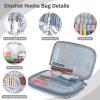 Katech Empty Knitting Needles Case Portable Travel Crochet Hooks Case Zipper Storage Bag Organizer with Transparent Pocket and Holder Slots for Carrying Knitting Needles and Crochet Accessories (Grey)