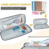 Katech Knitting Needle Case (up to 14 Inches), Portable Travel Needle Bag Organizer Zipper Bags for Tunisian Crochet Hook & Knitting Needles Accessories, Long Crochet Needle Case (Blue)