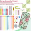 Katech Knitting Needles Case Empty Zipper Bags Organizer Portable Travel Crochet Hooks Storage Bag with Web Pocket and Holder Slots for Carrying Various Crochet Needles and Knitting Accessories(Green)