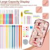 Katech Knitting Needles Case Empty Zipper Bags Organizer Portable Travel Crochet Hooks Storage Bag with Web Pocket and Holder Slots for Carrying Various Crochet Needles and Knitting Accessories(Brown)