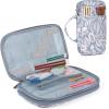 Katech Empty Knitting Needles Case Portable Travel Crochet Hooks Case Zipper Storage Bag Organizer with Transparent Pocket and Holder Slots for Carrying Knitting Needles and Crochet Accessories (Grey)