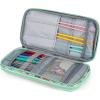 Katech Knitting Needles Case Empty Zipper Bags Organizer Portable Travel Crochet Hooks Storage Bag with Web Pocket and Holder Slots for Carrying Various Crochet Needles and Knitting Accessories(Green)