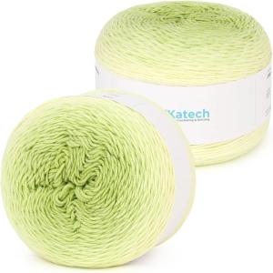 Katech 2 Gradient Yarn for Crocheting Knitting- Gradient Yarn Cake -2 x 230g/8.11oz 45% Cotton 55% Acrylic-Perfect for Scarves, Shawls and Blanket-Grass Green(Green)