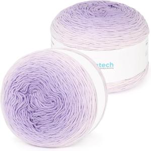 Katech 2 Gradient Yarn for Crocheting Knitting- Gradient Yarn Cake -2 x 230g/8.11oz 45% Cotton 55% Acrylic-Perfect for Scarves, Shawls and Blanket-Grass Green(Purple)