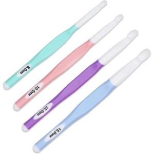 Katech 8 Pcs Inline Crochet Hooks Set, Ergonomic Non Slip Crochet Hook for Crocheting Beginners, Soft Grip Crochet Hooks for Arthritic Hands, Extra Deep Hook Crochet Needles 2.5mm-6mm(C-J)(8mm – 15mm)