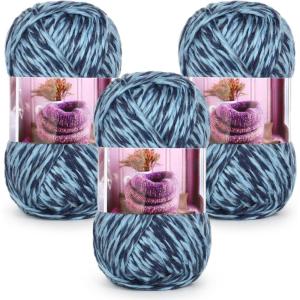 Katech Bulky Yarn for Crocheting-Soft Thick Yarn with Vibrant Colors-3 Pack of 3.52oz/100g-Acrylic-#4 Worsted (Medium)-Perfect for Blankets, Scarves, Shawls and Garments-(Ocean Breeze)(Ocean Breeze)
