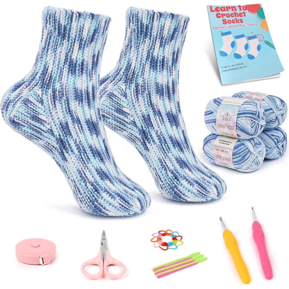 image:imageKatech Crochet Kit for Beginners Complete Beginner Crochet Kit for Adults4 Pcs Ombre Yarns amp StepbyStep Tutorial Crochet Starter Kit for SocksGift for Crocheter Crafter Adults EldersB