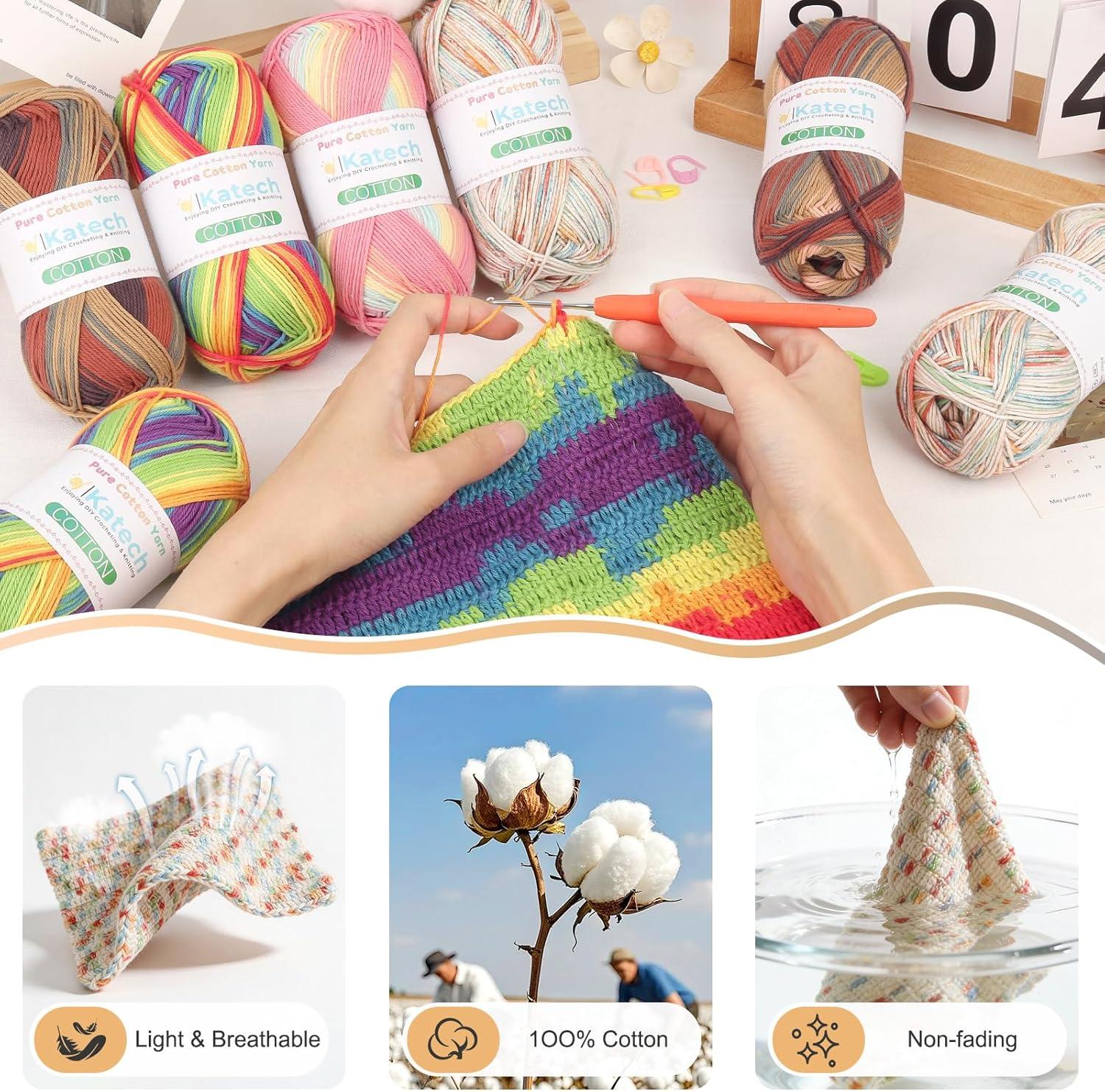 image:imageKatech 1OO Ombre Cotton Yarn for Crocheting  6 Pcs of 50g176oz200m218yd  2 Sport Weight Baby Yarn for Knitting Fine Soft Multicolor Yarns for Baby Blankets Afghans Shawls Dress Hats BCoffee Brown