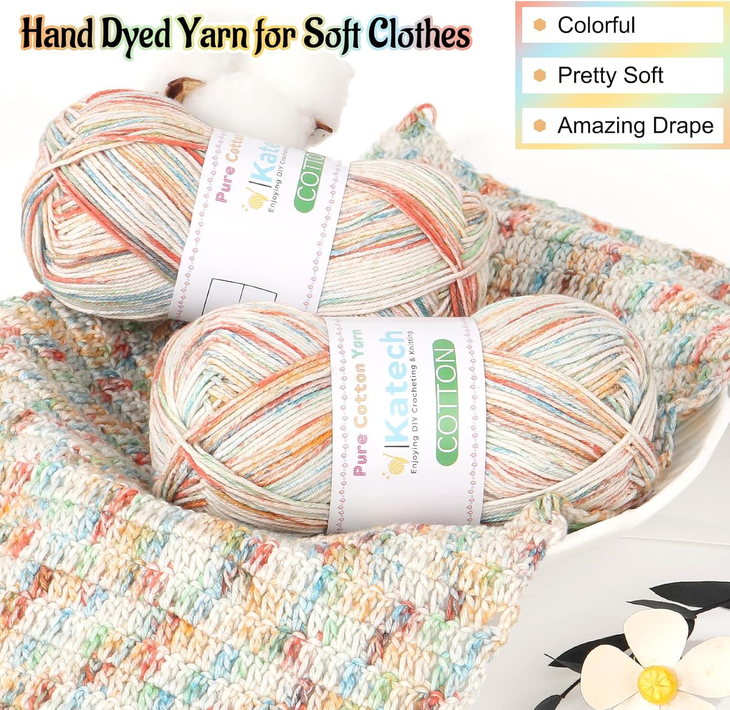 image:imageKatech 1OO Ombre Cotton Yarn for Crocheting  6 Pcs of 50g176oz200m218yd  2 Sport Weight Baby Yarn for Knitting Fine Soft Multicolor Yarns for Baby Blankets Afghans Shawls Dress Hats BIce Cream