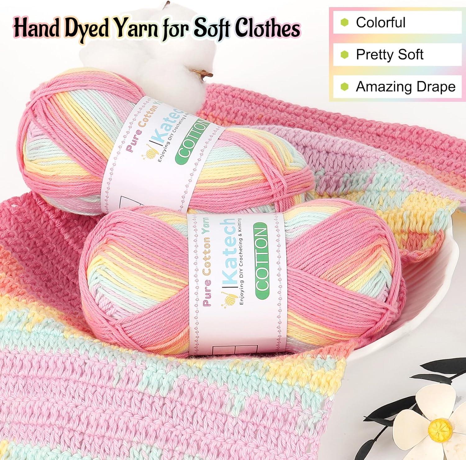 image:imageKatech 1OO Ombre Cotton Yarn for Crocheting  6 Pcs of 50g176oz200m218yd  2 Sport Weight Baby Yarn for Knitting Fine Soft Multicolor Yarns for Baby Blankets Afghans Shawls Dress Hats BCandy