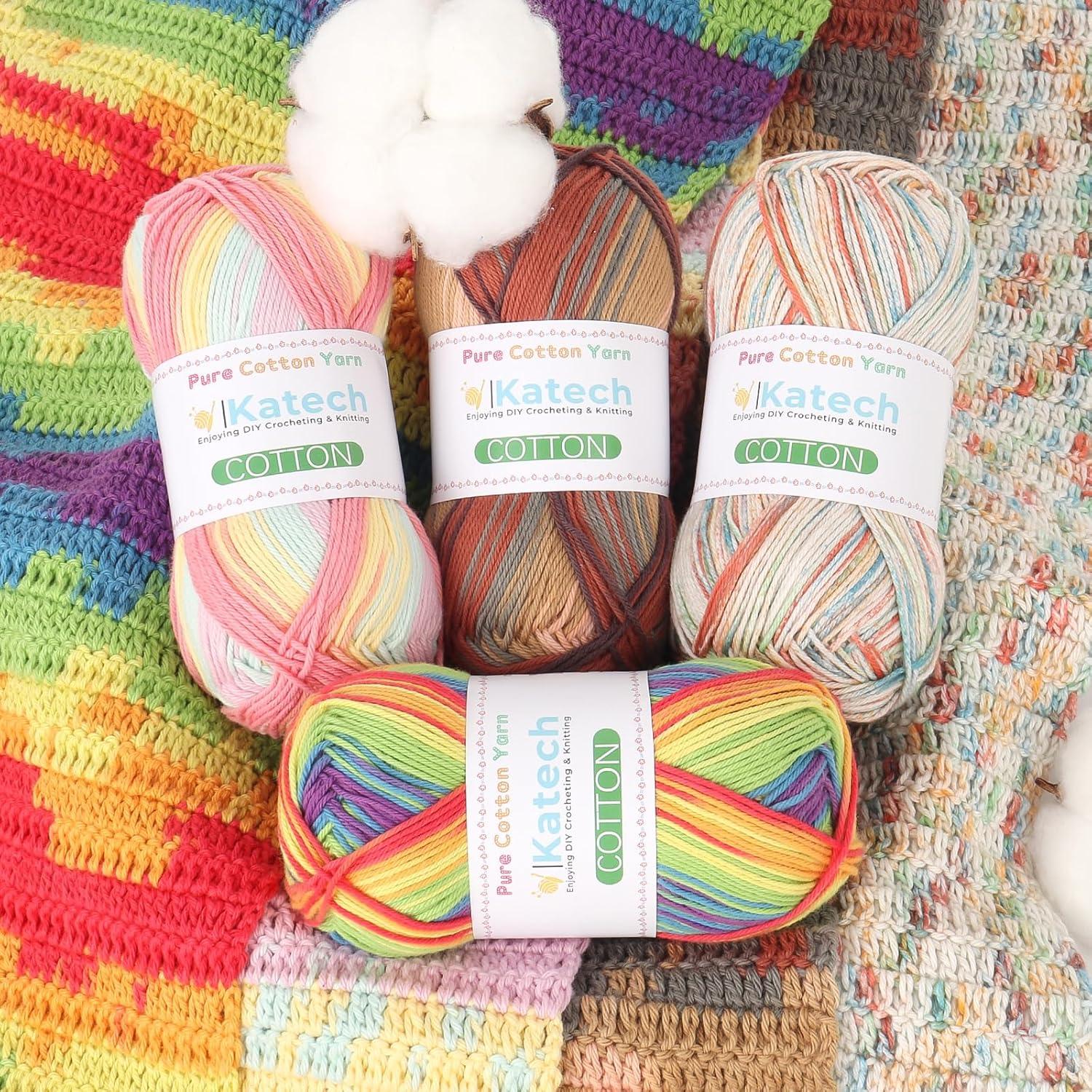 image:imageKatech 1OO Ombre Cotton Yarn for Crocheting  6 Pcs of 50g176oz200m218yd  2 Sport Weight Baby Yarn for Knitting Fine Soft Multicolor Yarns for Baby Blankets Afghans Shawls Dress Hats BCoffee Brown