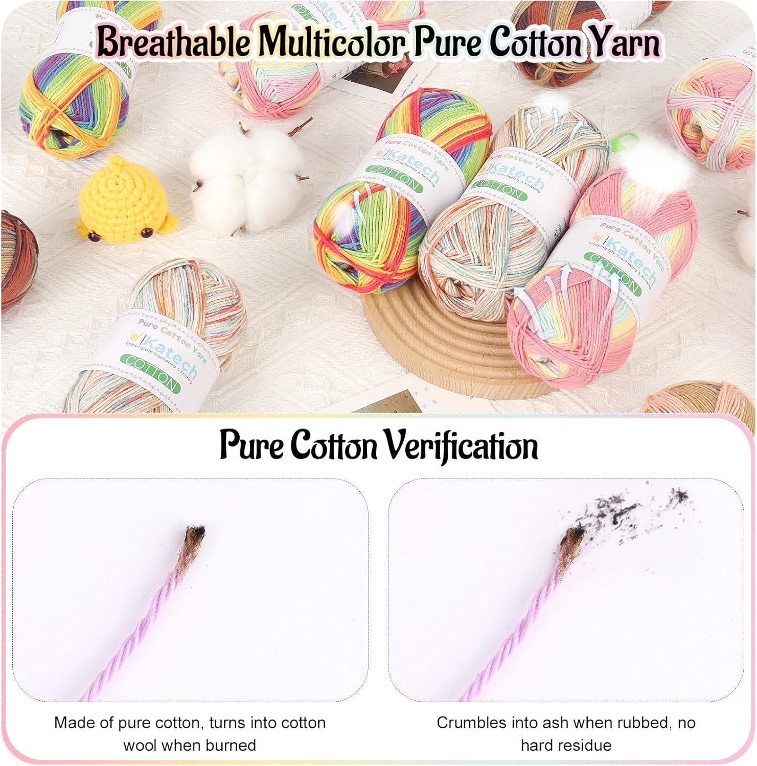 image:imageKatech 1OO Ombre Cotton Yarn for Crocheting  6 Pcs of 50g176oz200m218yd  2 Sport Weight Baby Yarn for Knitting Fine Soft Multicolor Yarns for Baby Blankets Afghans Shawls Dress Hats BCandy