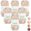 Katech 1OO% Ombre Cotton Yarn for Crocheting – 6 Pcs of 50g(1.76oz)/200m(218yd) – 2 Sport Weight Baby Yarn for Knitting, Fine Soft Multicolor Yarns for Baby Blankets, Afghans, Shawls, Dress, Hats (B)(Ice Cream)