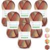 Katech 1OO% Ombre Cotton Yarn for Crocheting – 6 Pcs of 50g(1.76oz)/200m(218yd) – 2 Sport Weight Baby Yarn for Knitting, Fine Soft Multicolor Yarns for Baby Blankets, Afghans, Shawls, Dress, Hats (B)(Coffee Brown)