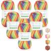 Katech 1OO% Ombre Cotton Yarn for Crocheting – 6 Pcs of 50g(1.76oz)/200m(218yd) – 2 Sport Weight Baby Yarn for Knitting, Fine Soft Multicolor Yarns for Baby Blankets, Afghans, Shawls, Dress, Hats (B)(Rainbow)