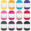 Katech 1OO% Cotton Yarn for Crocheting-12 Colors of 45g/160m-2 Sport Weight Baby Cotton Yarns-Soft & Breathable-Colorful Yarn Set for Baby Clothes, Rainbow Afghan-Starter Kit for Beginner&Crocheter(B)(Dark Colors)