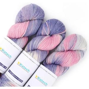 Katech Gradient Yarn for Crocheting Knitting- Color Wool Yarn-3x100g 38% Acrylic 52% Wool-Perfect for Scarves, Shawls-Gradient Brown + Orange(gradient A)