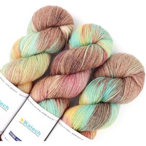 Katech Gradient Yarn for Crocheting Knitting- Color Wool Yarn-3x100g 38% Acrylic 52% Wool-Perfect for Scarves, Shawls-Gradient Brown + Orange(gradient E)