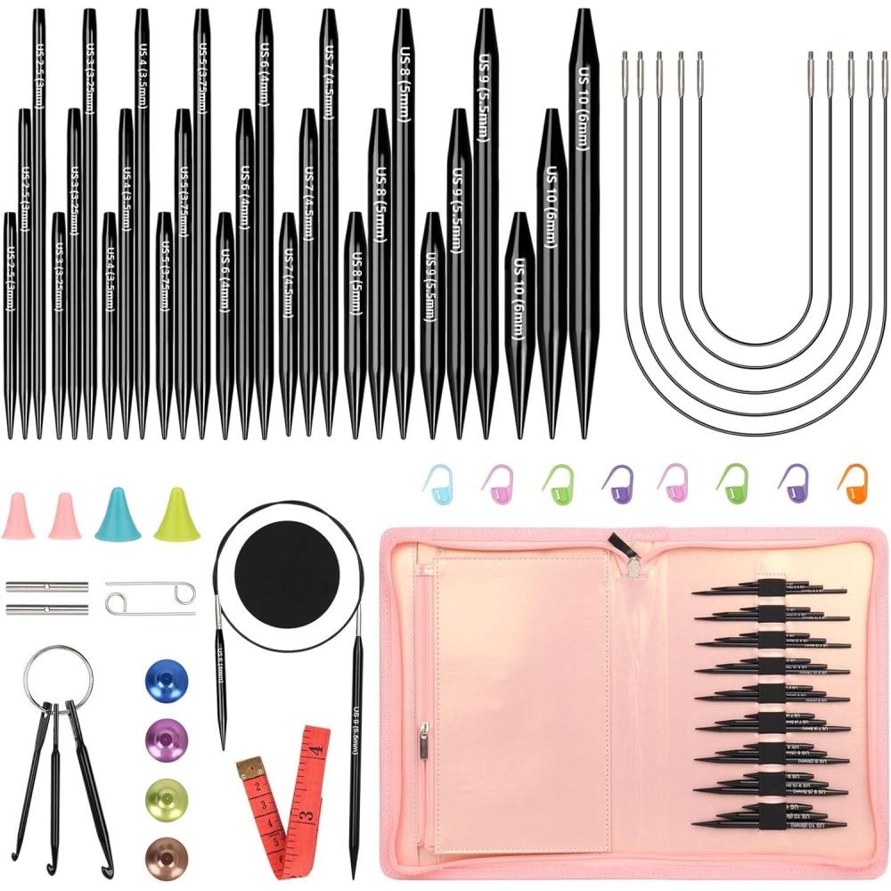 image:imageKatech Interchangeable Knitting Needles Set Circular Knitting Needles Size 25 4 5 6 7 8 9 1011 Round Knittings Needle with 5 Cable for Beginners amp Advanced Knit Sweater Sock Blanket215 331452IN