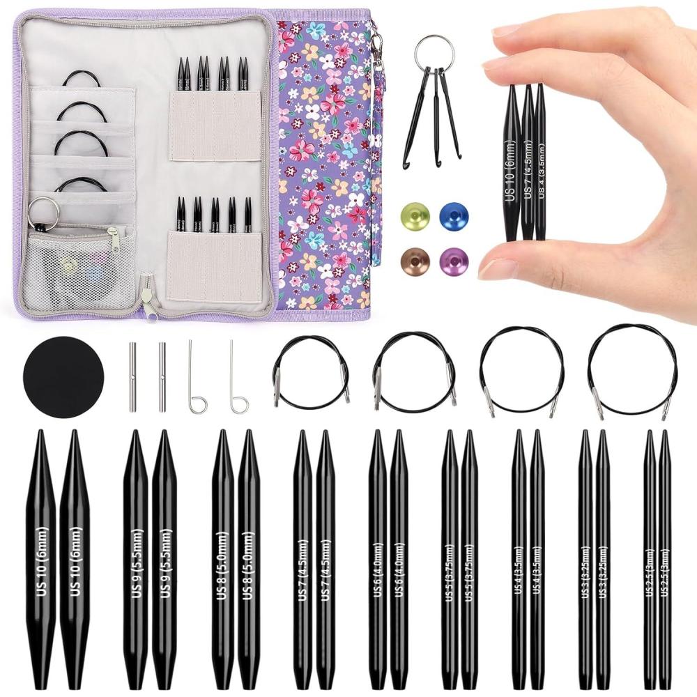 image:imageKatech Interchangeable Knitting Needles Set Circular Knitting Needles Size 25 4 5 6 7 8 9 1011 Round Knittings Needle with 5 Cable for Beginners amp Advanced Knit Sweater Sock Blanket217in