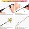Katech Interchangeable Knitting Needles Set- Circular Knitting Needles Size 2.5, 4, 5, 6, 7, 8, 9, 10,11, Round Knittings Needle with 5 Cable for Beginners & Advanced Knit Sweater Sock, Blanket(2.15& 3.31&4.52IN)
