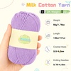 Katech Soft Cotton Yarn for Crocheting-12*50g/147yd, 60% Cotton 40% Acrylic-3 DK(Light), No Split-Super Smooth Milk Cotton Yarns for Granny Square, Punch Needle-Multicolor Yarn Set for Beginners, Baby